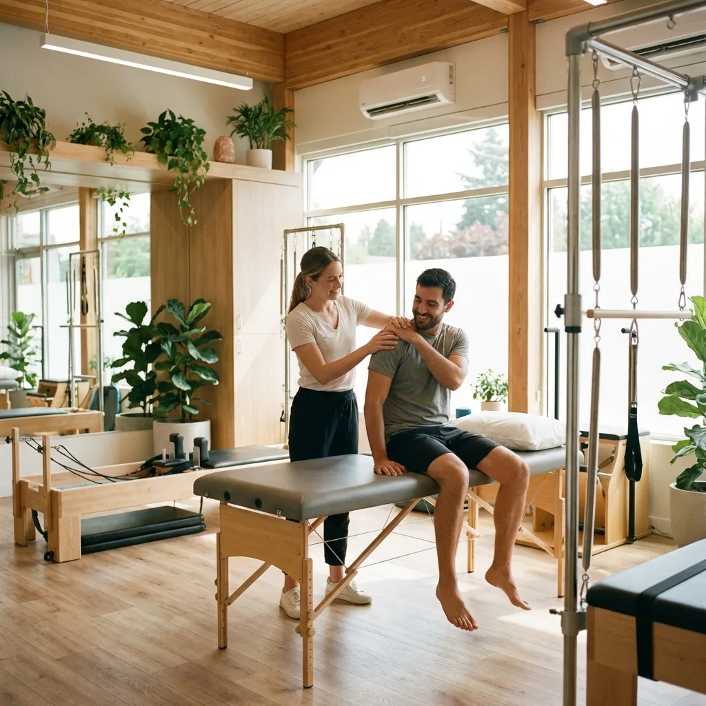 Physiotherapist helping a patient recover at home